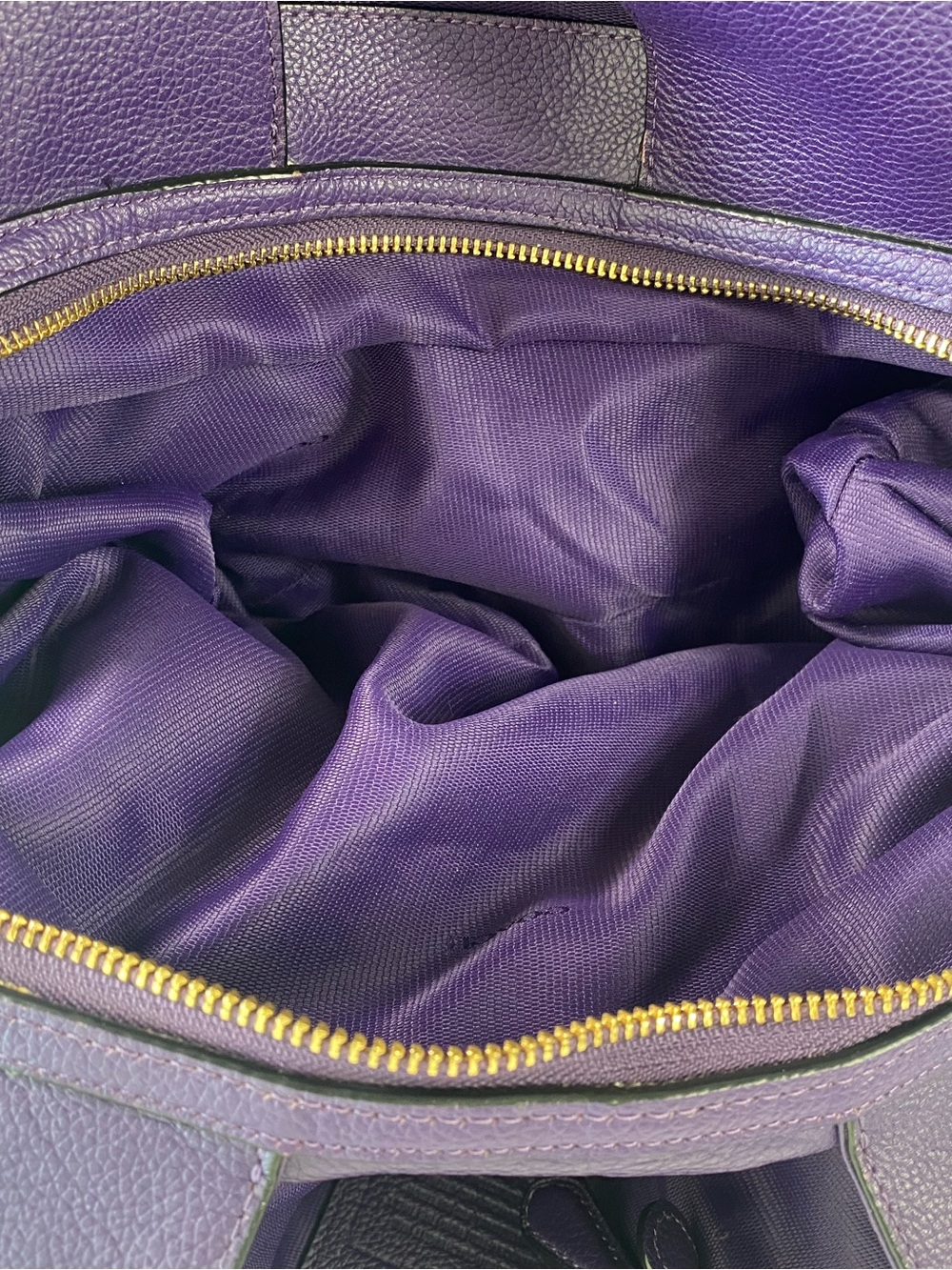 Coach Deep Purple Leather Shoulder Bag with Embossed Carriage - Picture 15 of 16